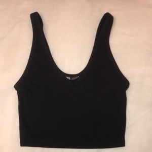 Black ribbed crop top TRF || Zara